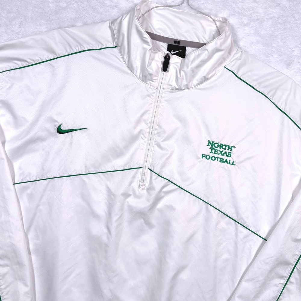 UNT North Texas Eagle Nike 1/4 Zip Windbreaker Men XXL White Football Team Coach